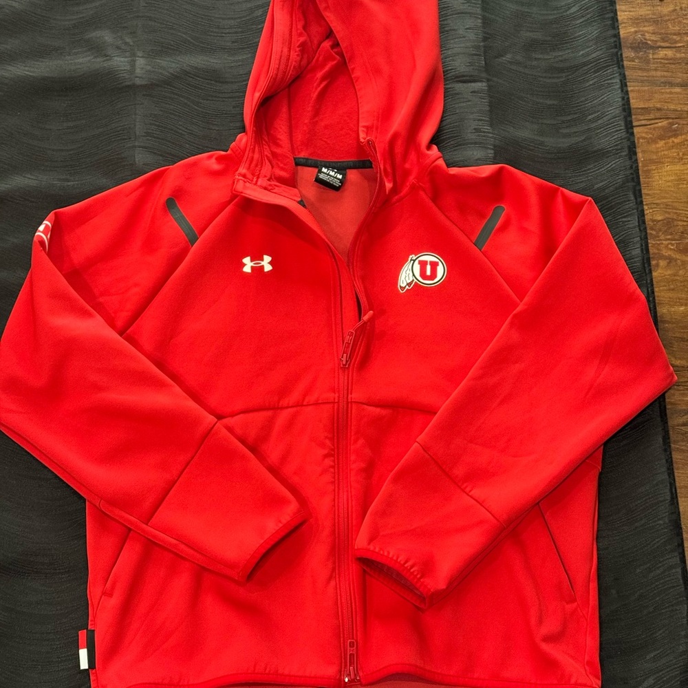 Under Armour Utah Utes Collegiate Red Full-Zip Hooded Jacket Sz M